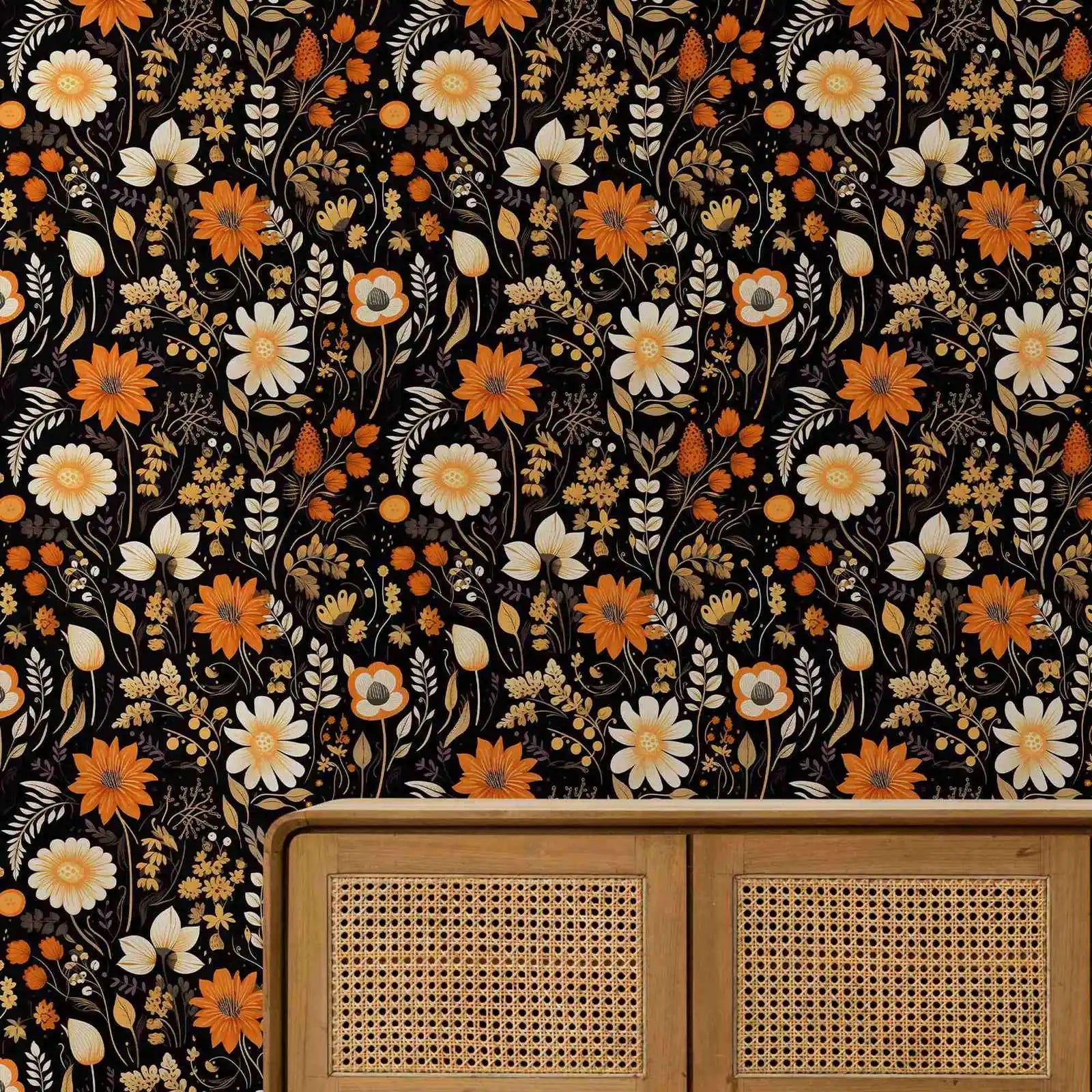 Dark Vintage Botanical Wallpaper Kia Day Design
