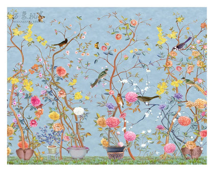 Plant Flower and Bird Wallpaper Kia Day Design