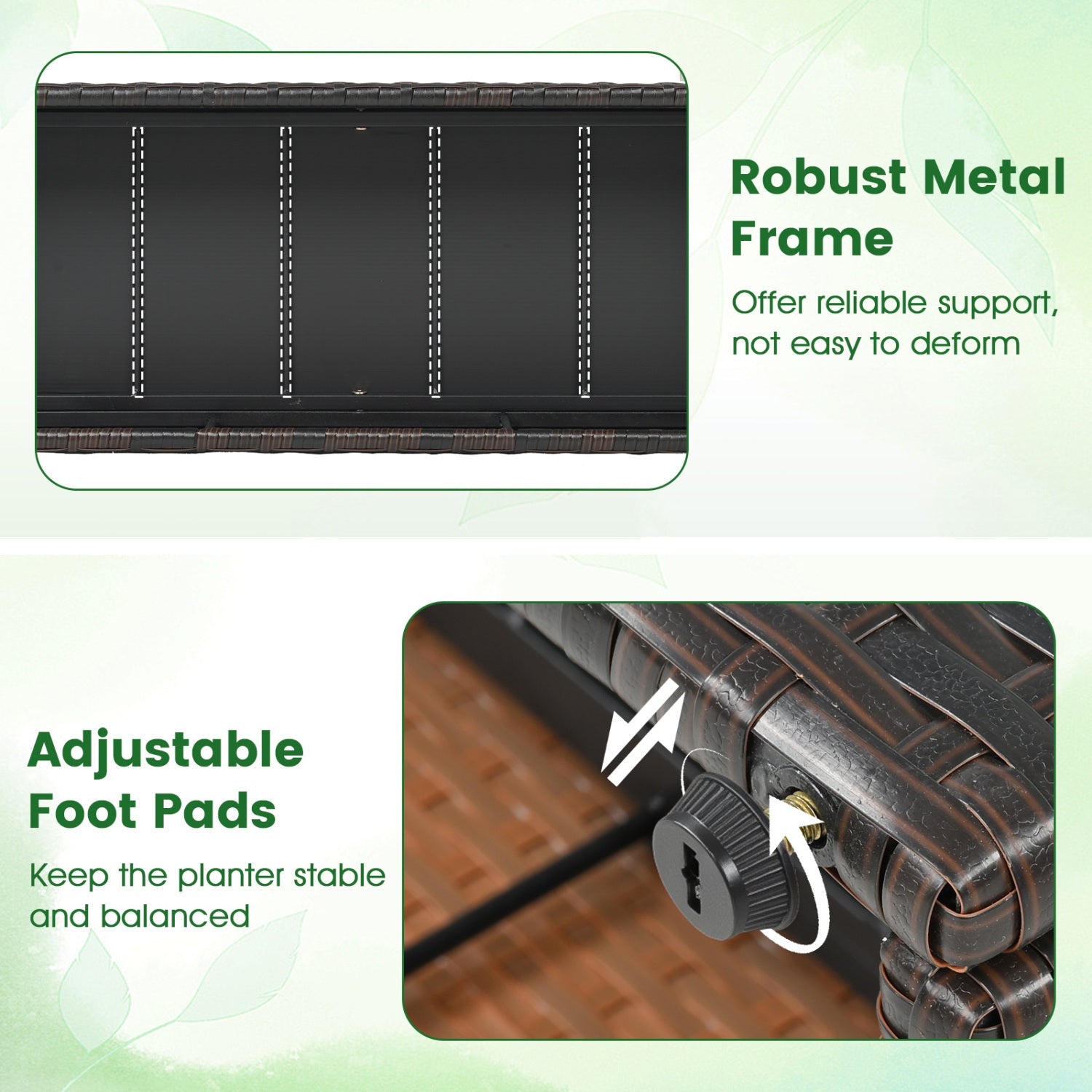 Set of 2 49 Inch Raised Garden Bed with Trellis and Wicker Planter Box- DirectDeals- {{Product type}}