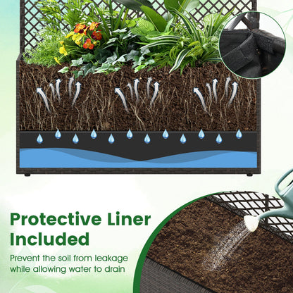 Set of 2 49 Inch Raised Garden Bed with Trellis and Wicker Planter Box- DirectDeals- {{Product type}}