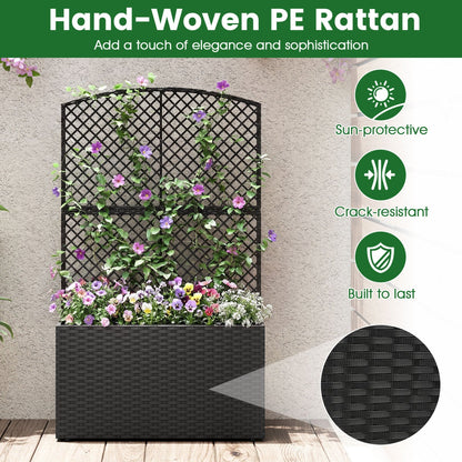 Set of 2 49 Inch Raised Garden Bed with Trellis and Wicker Planter Box- DirectDeals- {{Product type}}