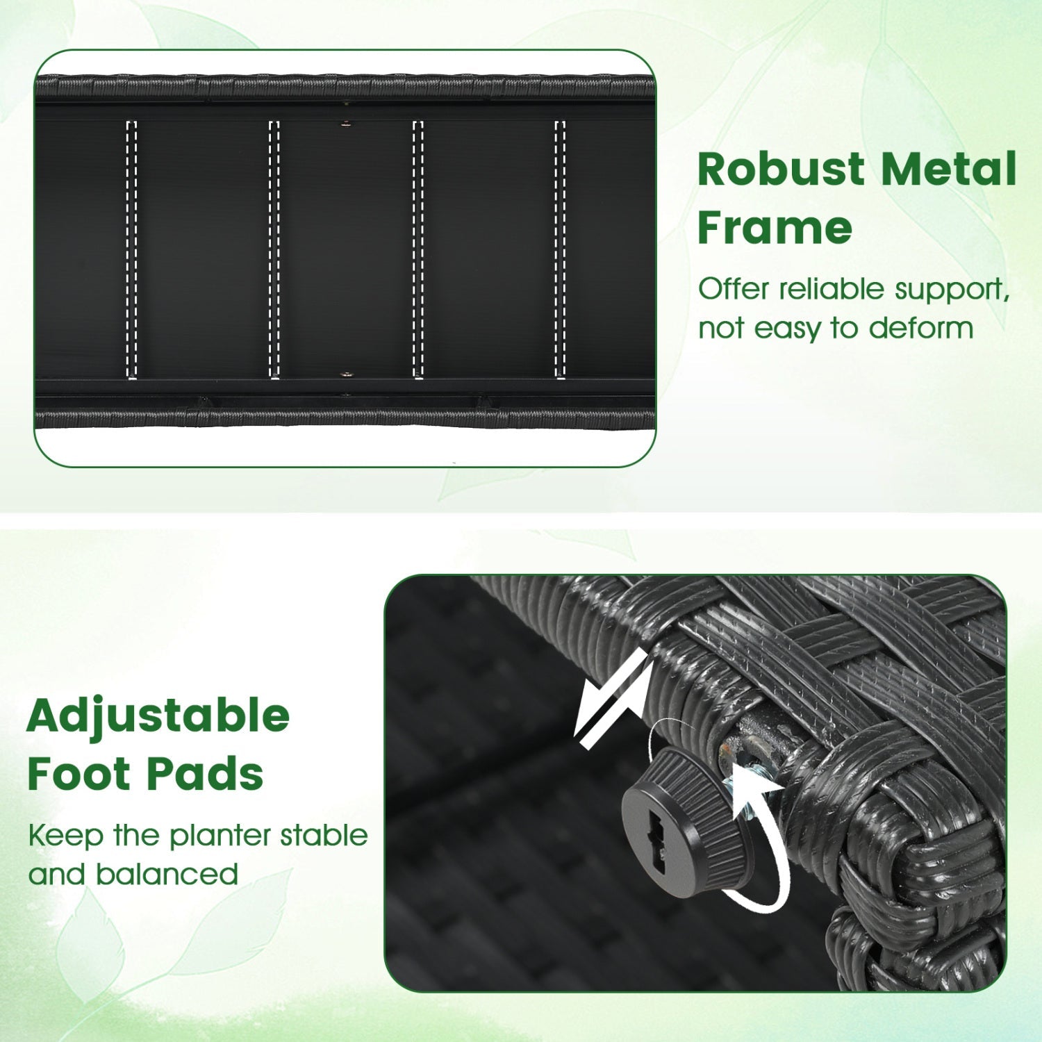 Set of 2 49 Inch Raised Garden Bed with Trellis and Wicker Planter Box- DirectDeals- {{Product type}}