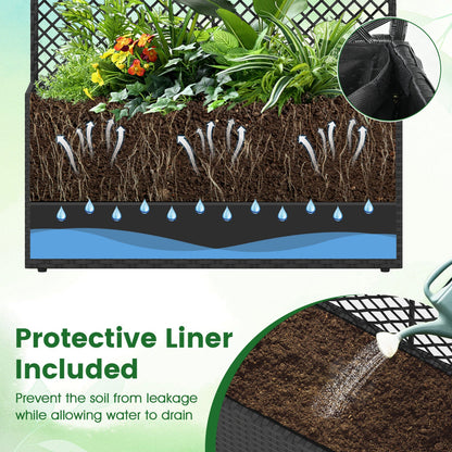 Set of 2 49 Inch Raised Garden Bed with Trellis and Wicker Planter Box- DirectDeals- {{Product type}}