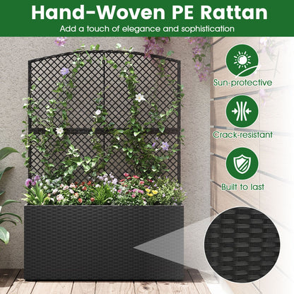 Set of 2 58 Inch Raised Garden Bed with Trellis and Wicker Planter Box- DirectDeals- {{Product type}}