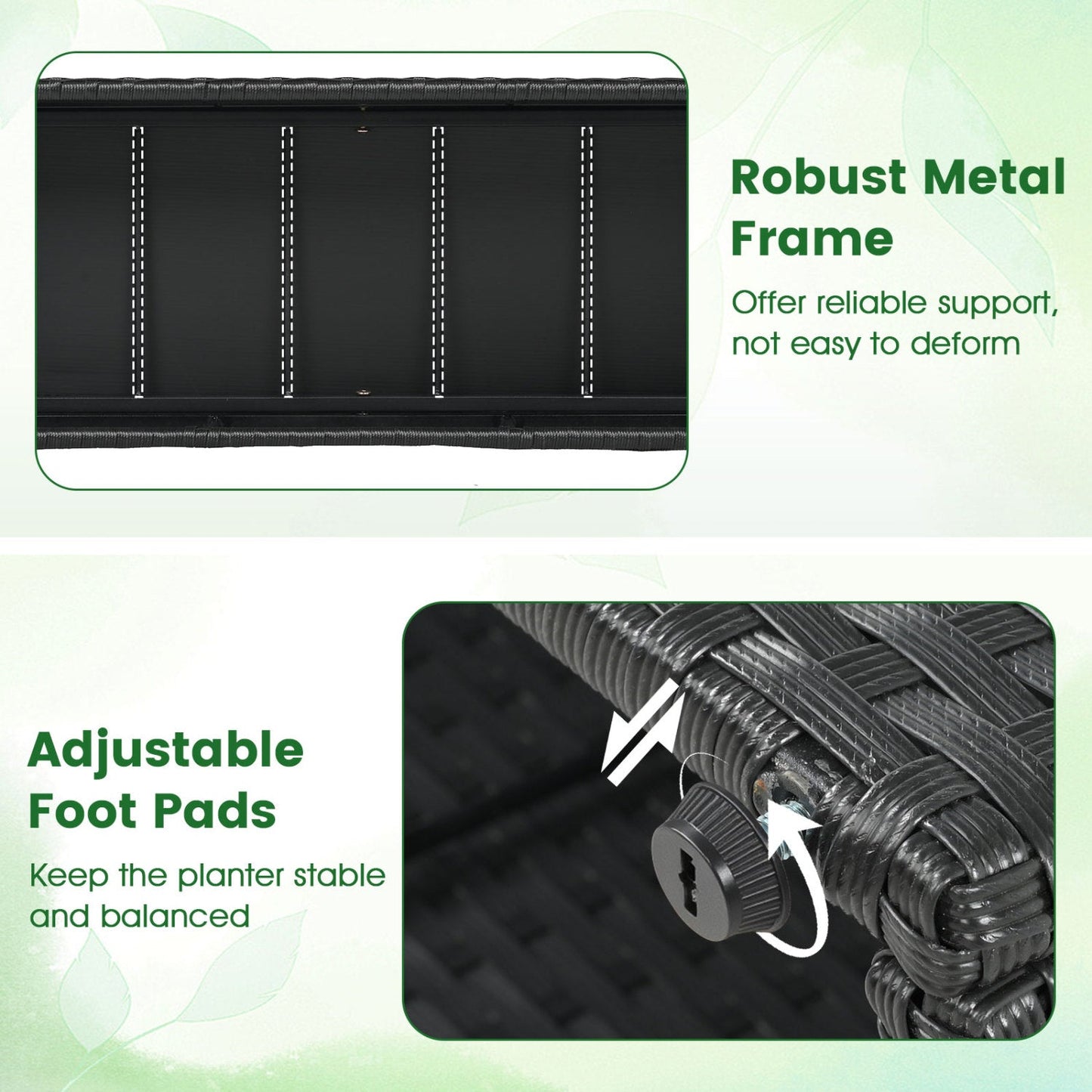 Set of 2 58 Inch Raised Garden Bed with Trellis and Wicker Planter Box- DirectDeals- {{Product type}}