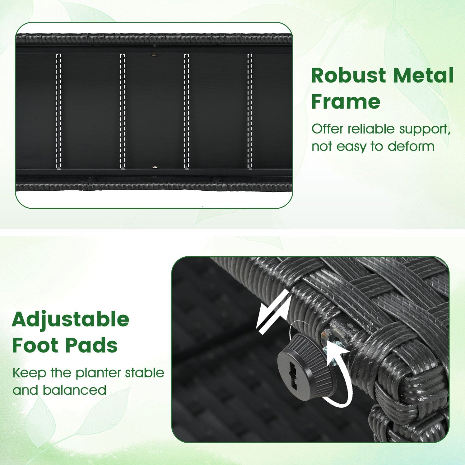Set of 2 58 Inch Raised Garden Bed with Trellis and Wicker Planter Box- DirectDeals- {{Product type}}