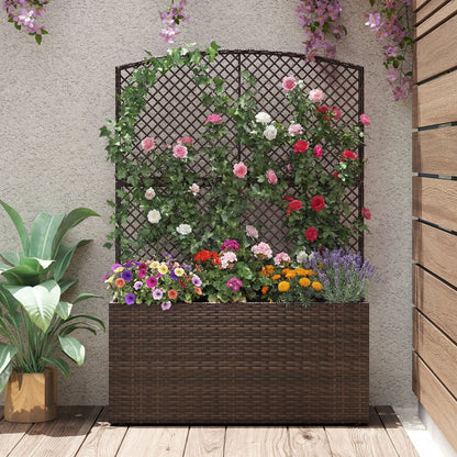 Set of 2 58 Inch Raised Garden Bed with Trellis and Wicker Planter Box- DirectDeals- {{Product type}}