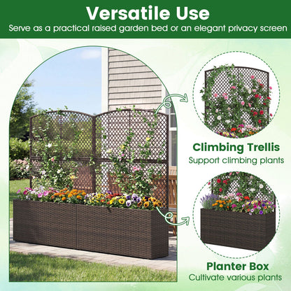 Set of 2 58 Inch Raised Garden Bed with Trellis and Wicker Planter Box- DirectDeals- {{Product type}}