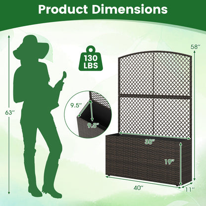 Set of 2 58 Inch Raised Garden Bed with Trellis and Wicker Planter Box- DirectDeals- {{Product type}}