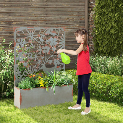 Set of 2 Decorative Raised Garden Bed with Trellises-Rust- DirectDeals- {{Product type}}