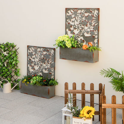 Set of 2 Decorative Raised Garden Bed with Trellises-Rust- DirectDeals- {{Product type}}