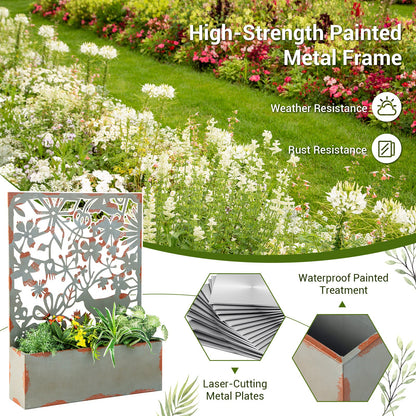 Set of 2 Decorative Raised Garden Bed with Trellises-Rust- DirectDeals- {{Product type}}