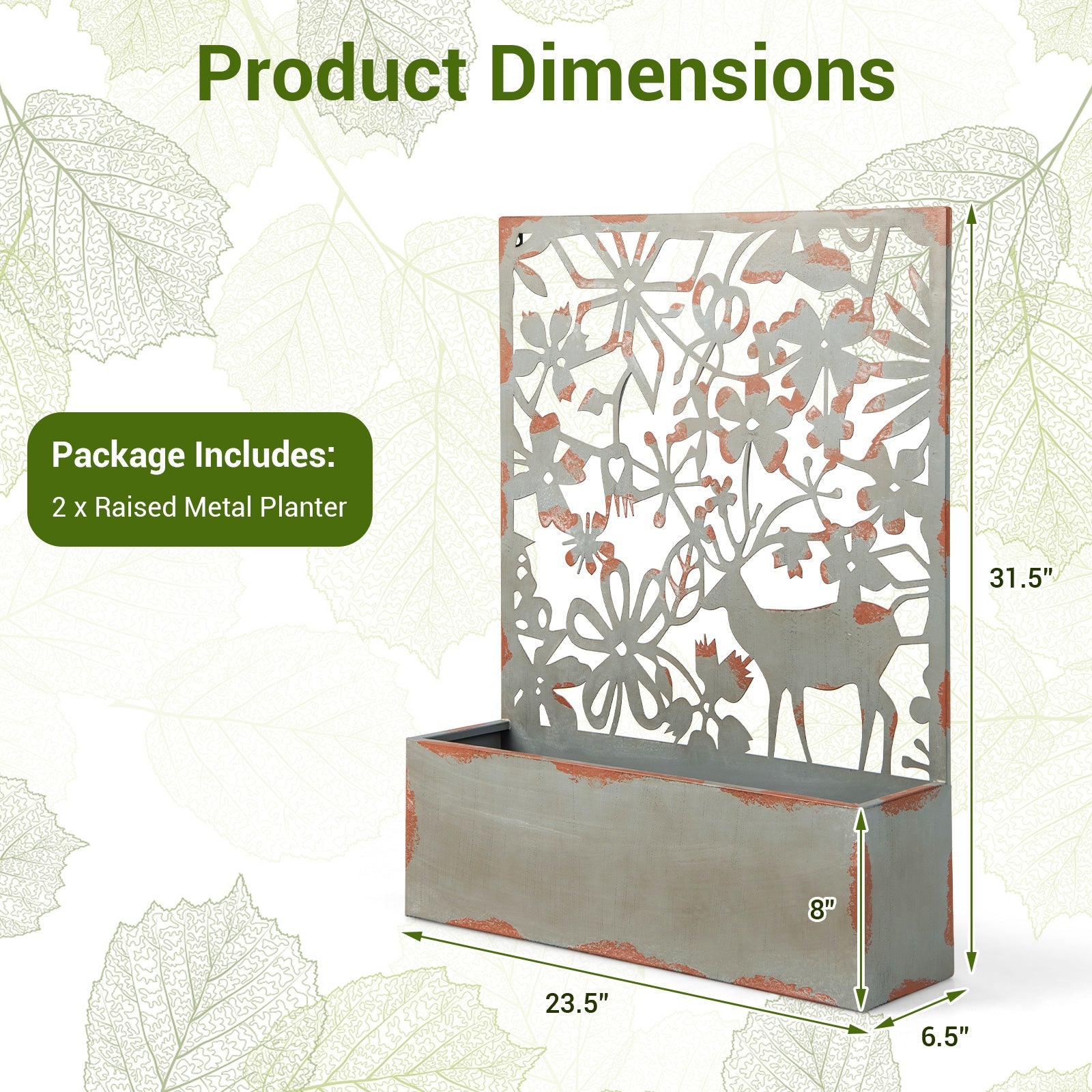 Set of 2 Decorative Raised Garden Bed with Trellises-Rust- DirectDeals- {{Product type}}