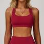 Hearuisavy Quick-Dry Backless Yoga Clothes Running Vest Women Workout Brassiere Fitness Gym Tank Top Women Push up Sports Bra - Red -
