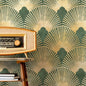 Boho Scandinavian Wallpaper Peel and Stick,Temporary Wallpaper Vintage,Traditional Non Woven Wall Mural Decoration,Fake Golden Kia Day Design