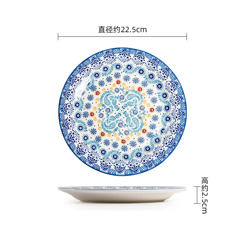 Colorful Ceramic Plates Dishware white light blue 1pc