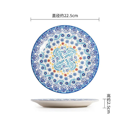 Colorful Ceramic Plates Dishware white light blue 1pc