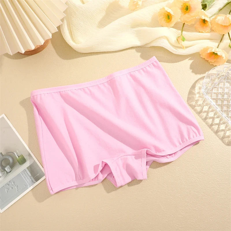 4PCS Women's Panties Cotton Seamless Sports Boxers Underwear Female Solid Color Briefs Cozy Lingerie Intimate Underpants XS-XL - -