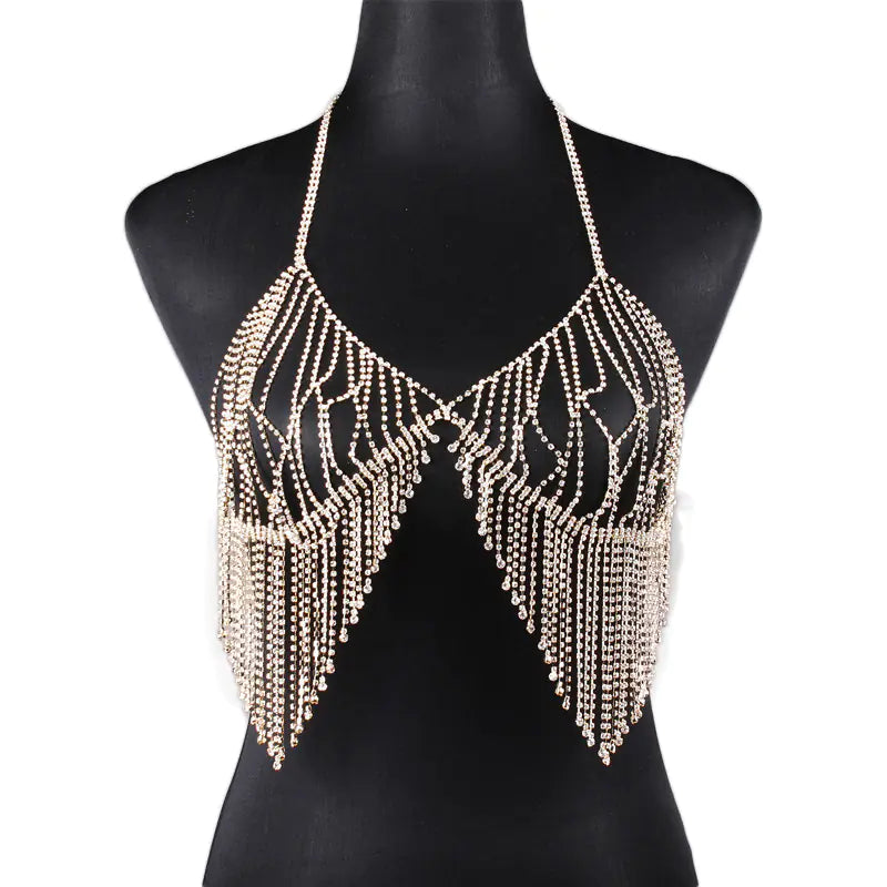 Sparkling Tassel Body Chain - Golden - body chain