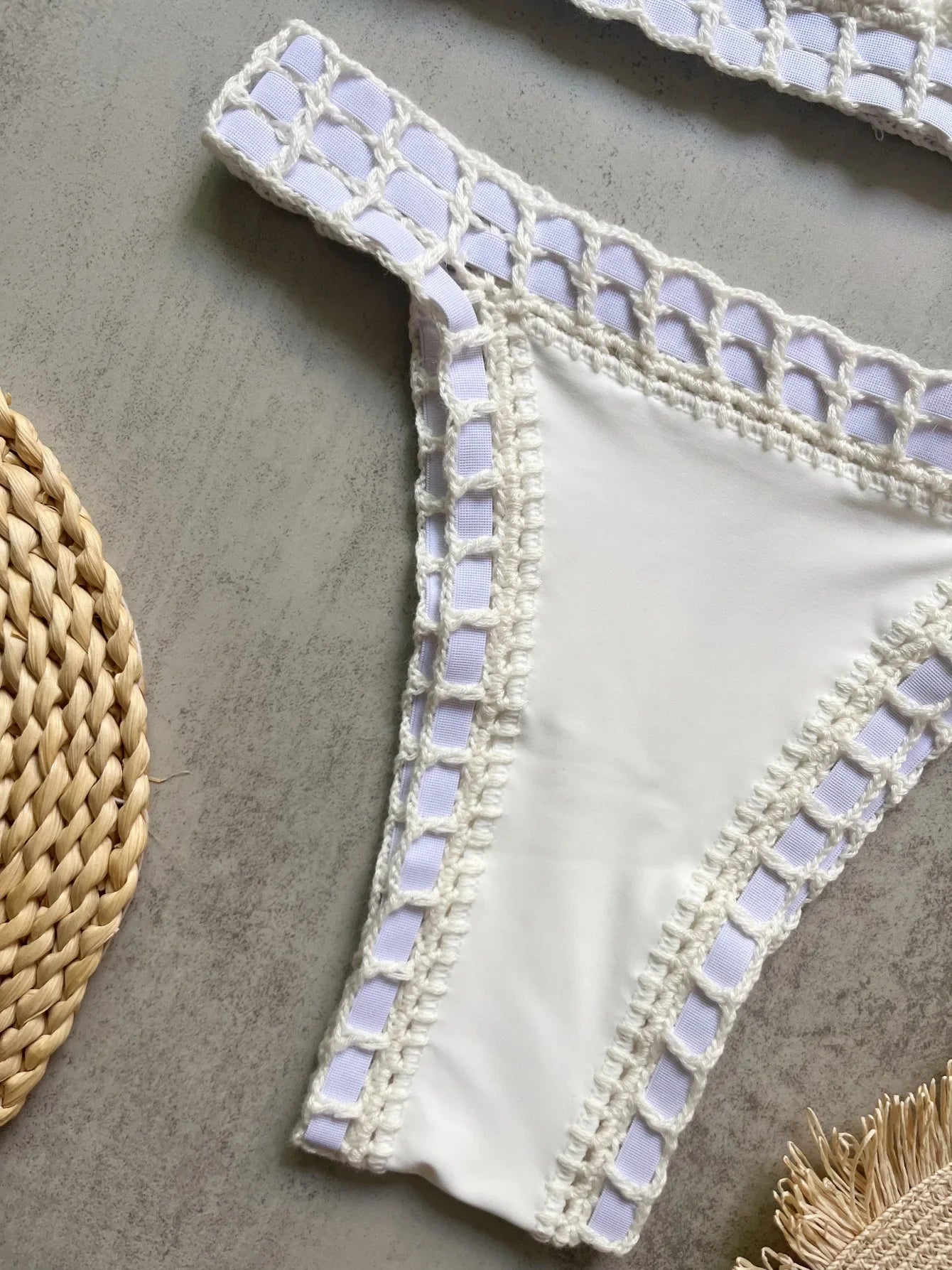Sexy Black Patchwork Hand Crochet Bikini Set Women 2026 V Neck Push Up Bra Thong Swimsuit Beach Bathing Suit Knitted Swimwear - -