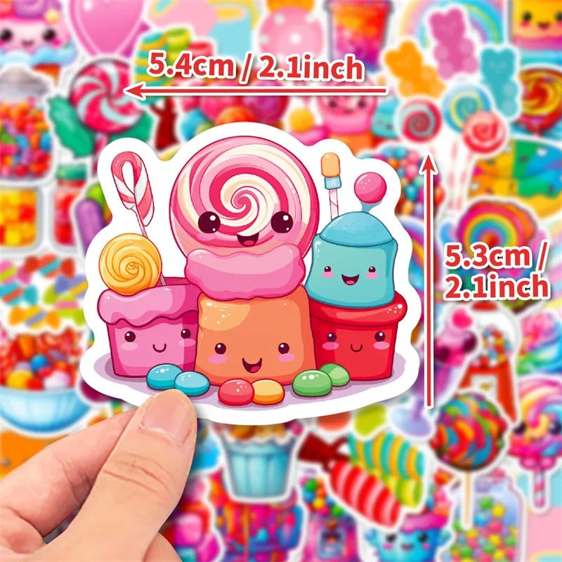 10/30/50pcs Rainbow Candy Colorful PVC Stickers Kia Day Design