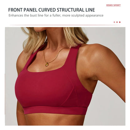 Hearuisavy Quick-Dry Backless Yoga Clothes Running Vest Women Workout Brassiere Fitness Gym Tank Top Women Push up Sports Bra - -