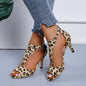 Leather High Heels Shoes - Leopard print - FootWear