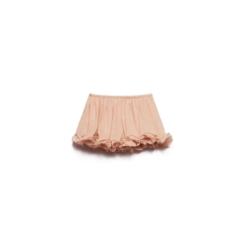 Elegant Ruffle Mini Skirt Set Women Sleeveless Halter Irregular Ruffles Top Mini Loose Short Skirts Sets 2025 Summer Lady Suit - -