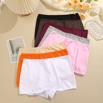 4PCS Women's Panties Cotton Seamless Sports Boxers Underwear Female Solid Color Briefs Cozy Lingerie Intimate Underpants XS-XL - -