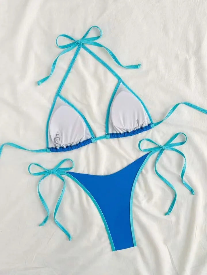 2026 Sexy Contrast Color Separates Micro Bikini Women's Swimsuit Female Swimwear Mini Thong Bikinis Set Two-piece Bathing Suit - -