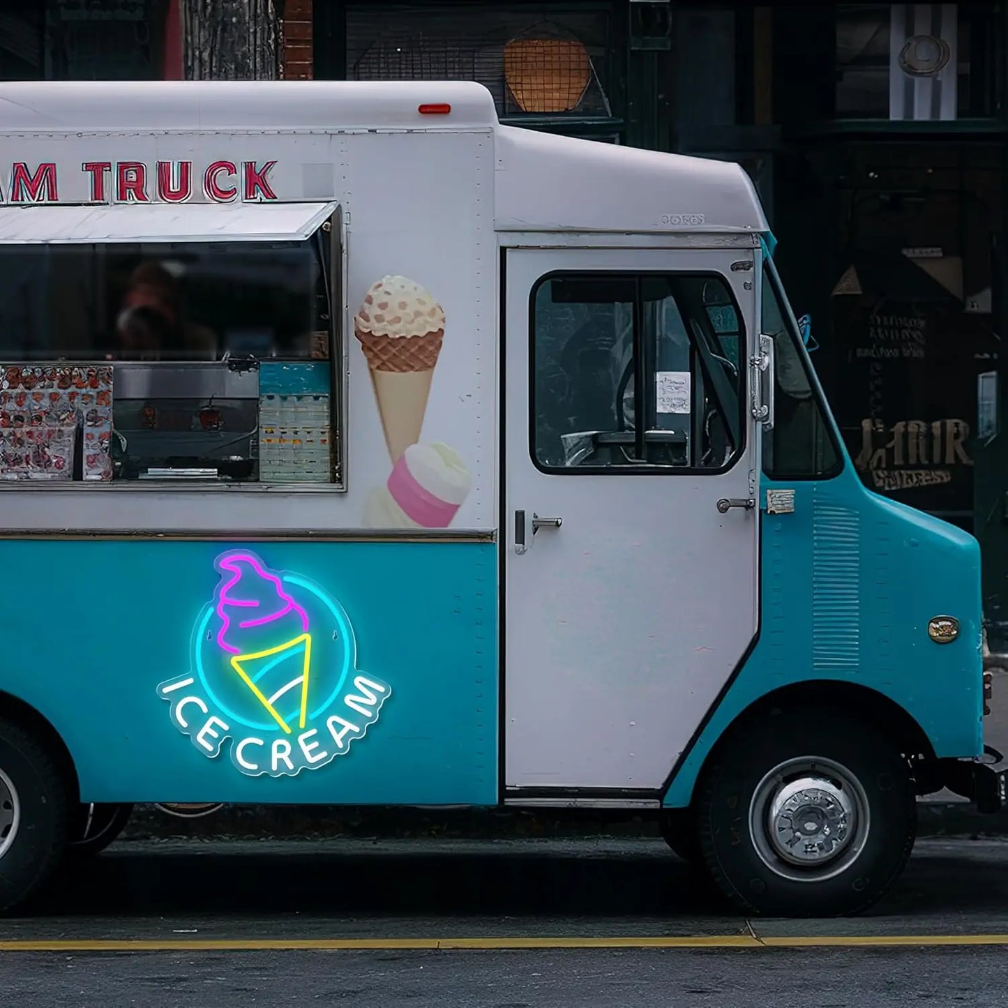Neon Ice Cream Sign - - neon light