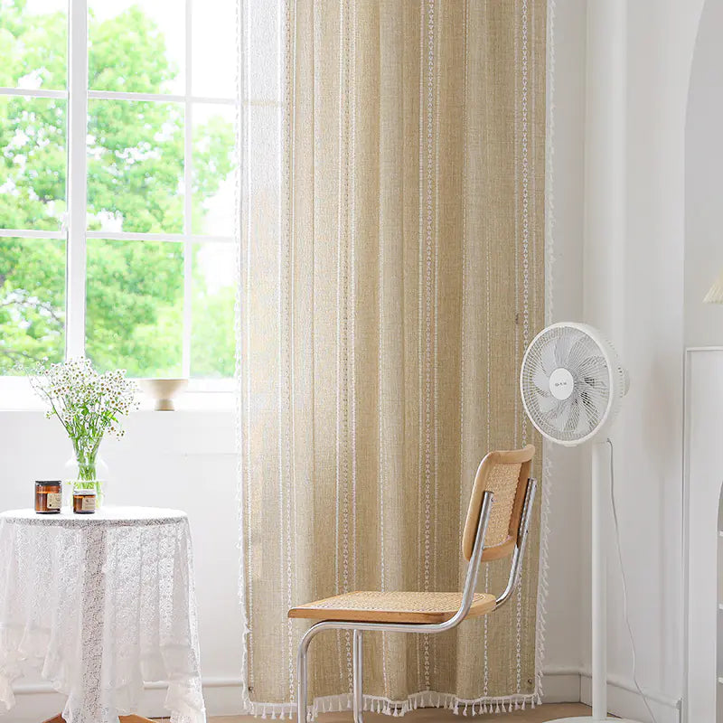 Faux Cotton Linen Semi-Blackout Curtains Kia Day Design