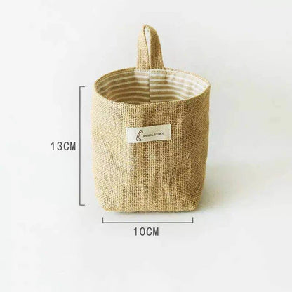 Cotton Linen Storage Basket Hanging Pocket Jute Bag Kia Day Design