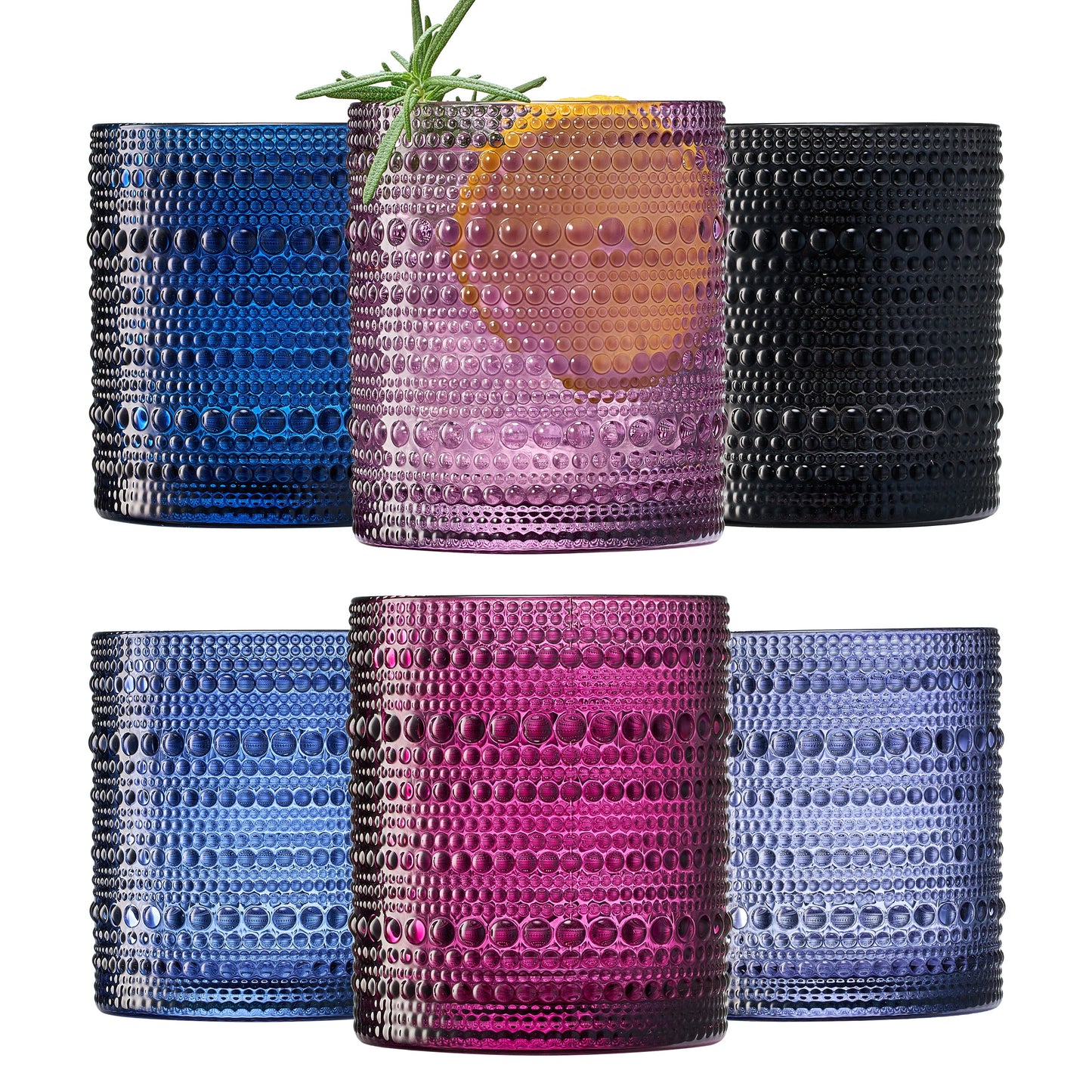 Fortuna Hobnail Lowball Glassware, Set of 6 - - Lowball
