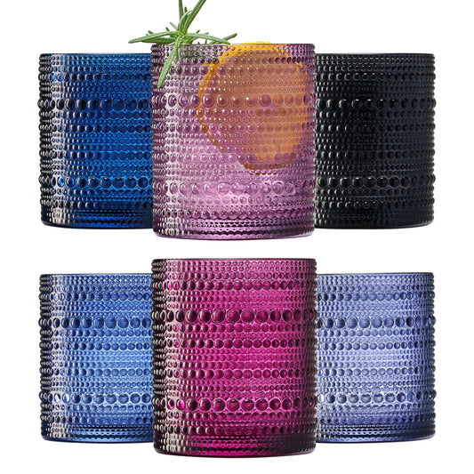 Fortuna Hobnail Lowball Glassware Set of 6 - - Lowball