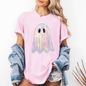 Shimmering Ghost Faux Glitter Comfort Colors Tee - Blossom Light Pink - T-Shirt