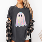 Shimmering Ghost Faux Glitter Comfort Colors Tee - Pepper Dark Gray - T-Shirt