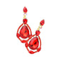 Crystal Rhinestone Teardrop Evening Earrings - Siam - Earrings