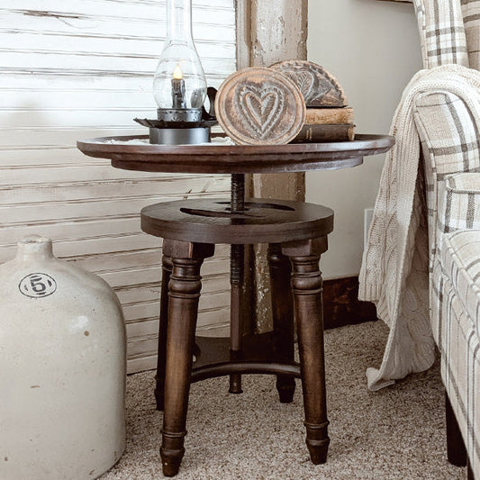 Adjustable Swivel Wooden Side Table - - table