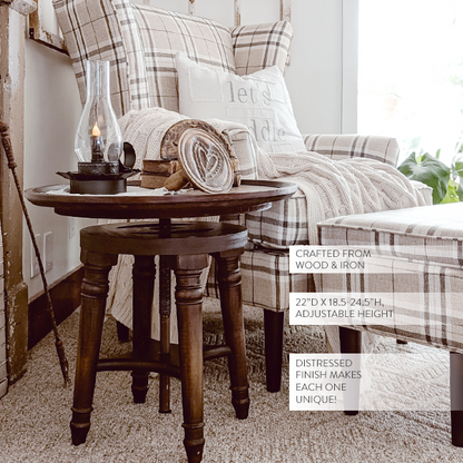 Adjustable Swivel Wooden Side Table - - Sale