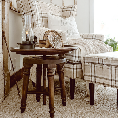 Adjustable Swivel Wooden Side Table - - Sale