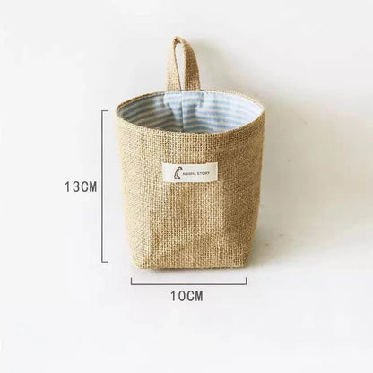 Cotton Linen Storage Basket Hanging Pocket Jute Bag Kia Day Design