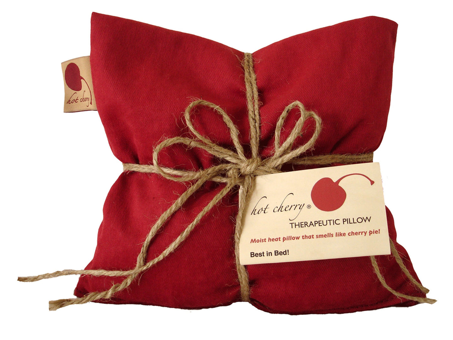 Hot Cherry Square Pillow in Red Denim - - Pillow