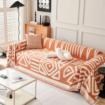 Cat-Proof Chenille Sofa Cover - Bohemian sofa towel-orange 32 180*230 - Sofa blanket