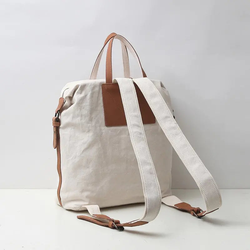 Women's Canvas and Leather Backpack Bag Kia Day Design