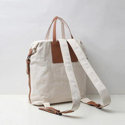 Women's Canvas and Leather Backpack Bag Kia Day Design