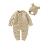 Baby Knit Set - Romper, Beanie, Mittens & Booties beige