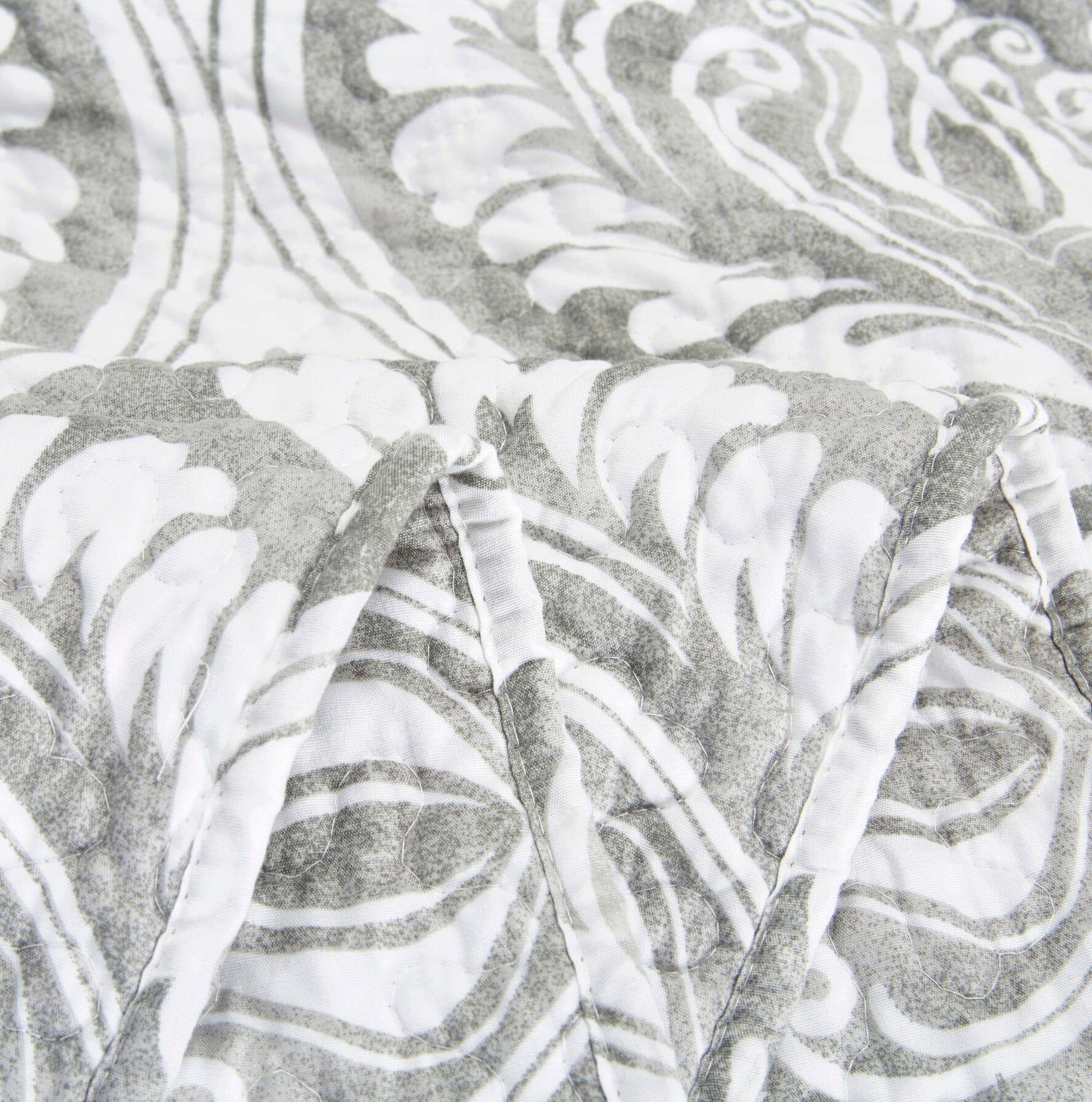 Tache Dreamy Moon Sky Ogee Damask Heather Gray White Quilt Set (TB300) - - Quilt / Bedspread