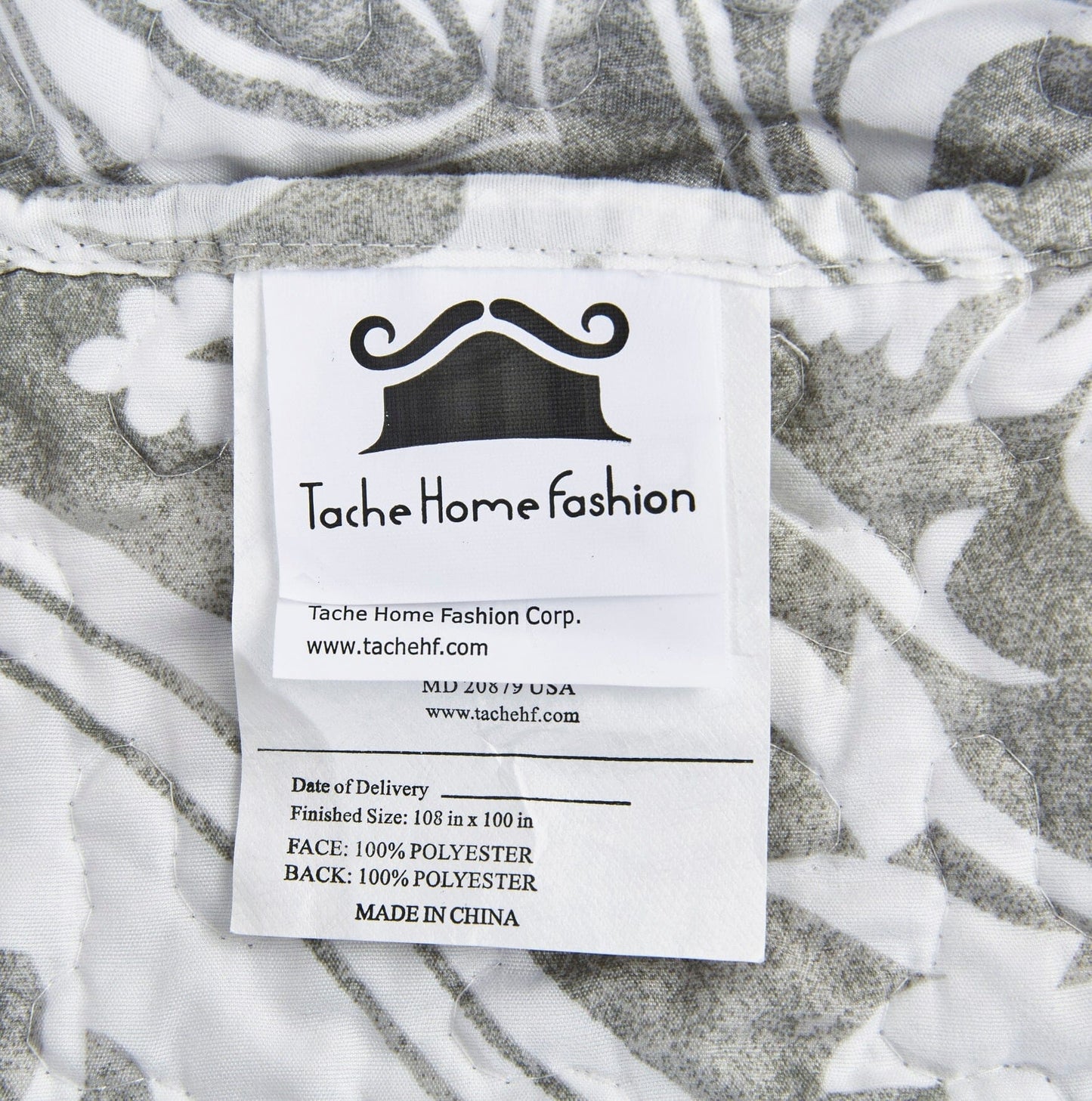 Tache Dreamy Moon Sky Ogee Damask Heather Gray White Quilt Set (TB300) - - Quilt / Bedspread