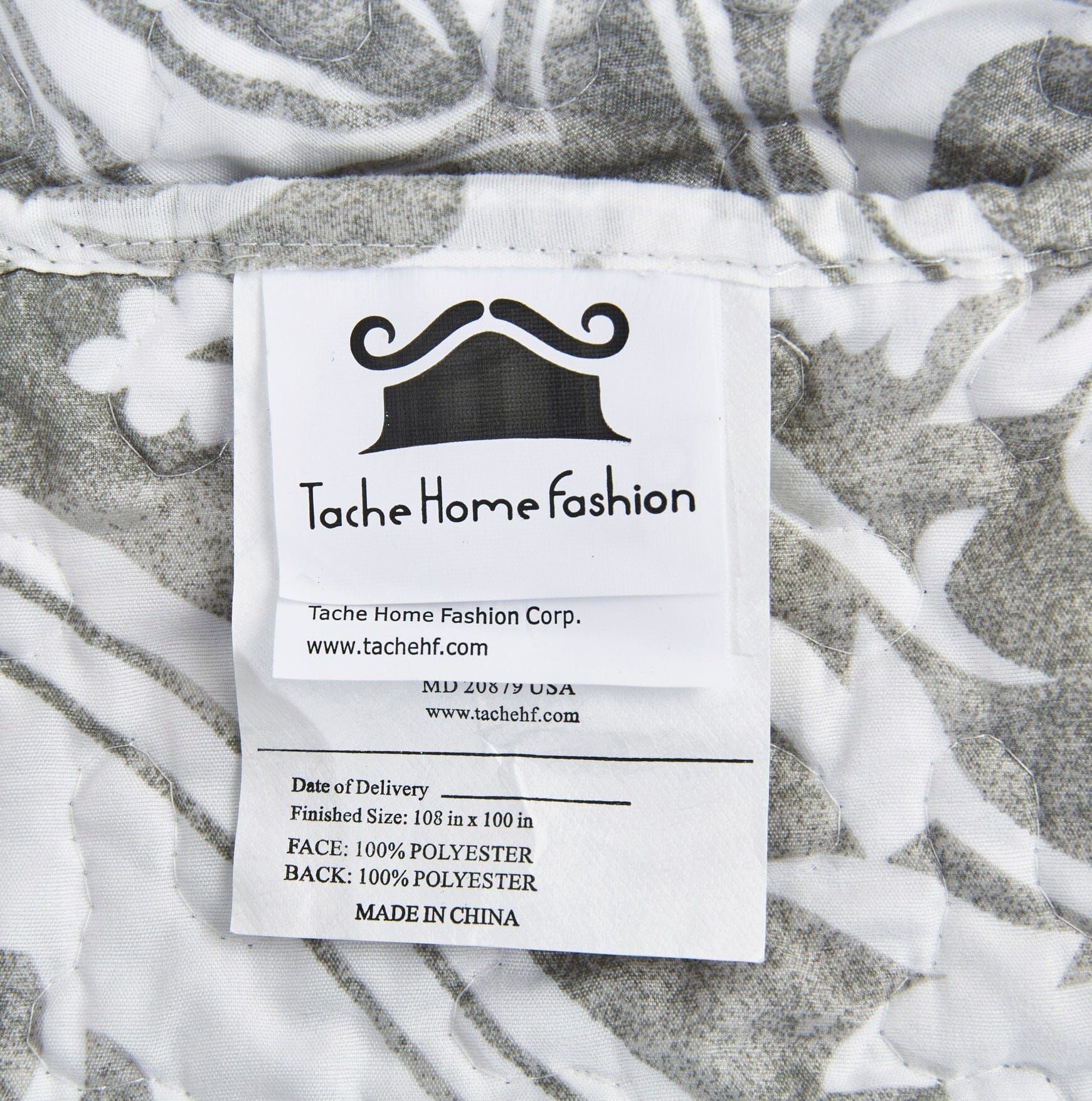 Tache Dreamy Moon Sky Ogee Damask Heather Gray White Quilt Set (TB300) - - Quilt / Bedspread